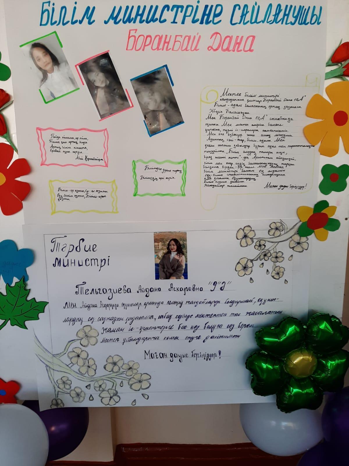 Өзін – өзі басқару ұйымының президенті және министрлерінің  үміткерлері